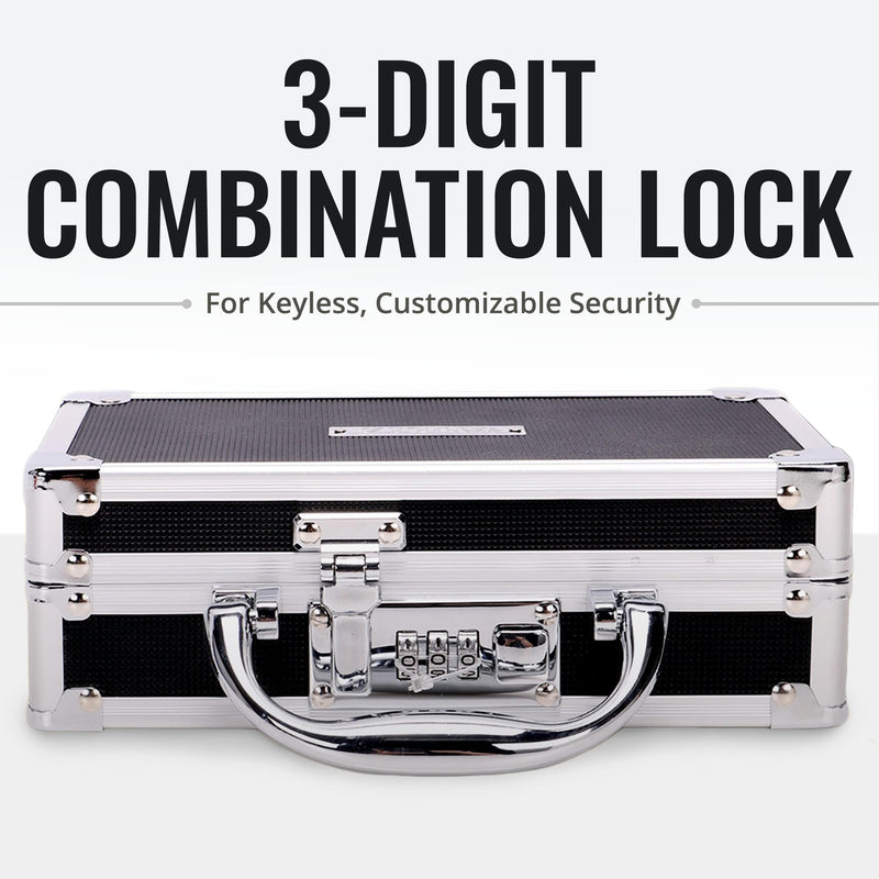 Vaultz Medicine Safe Case w/Combination Lock - Pack of 1 Cases, 8.35 x 5 x 2.5" - Black