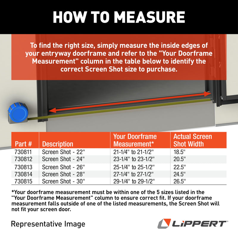 Lippert Screen Shot Automatic RV Screen Door Closer, 26", Compatible with Lippert Entry Doors Only, Easy DIY Installation, Hardware Included, 1-Year Warranty - 730813 26-inch