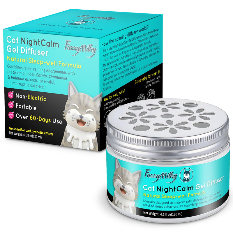 NightCalm Cat Calming Diffuser for Sleep Support - Cordless Cat Pheromone Diffuser Gel, Natural Formula for Cat Anxiety Relief,Scratching,Urine Marking, 60 Day Long Lasting Floral
