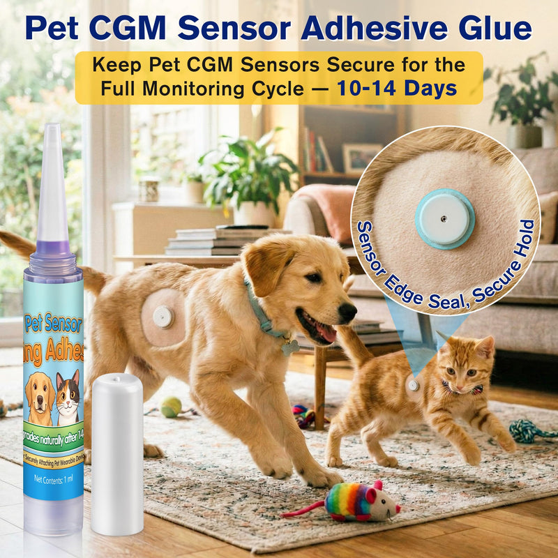 1ml Veterinary Surgical Skin Glue with 10 Applicators, Fast Acting Wound Tissue Glue Sealant, CGM Sensor Adhesive for Pet with Blue Tint for Precise Application, Stay Secure for 10-14 Days 1ml