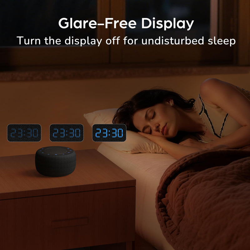 BUFFBEE Alarm Clock with Bluetooth Speaker & FM Radio for Bedside – Gradual Wake-Up Sounds, Fully Dimmable Display & Ambient Night Light, Plug-in Digital Clock for Bedroom Black