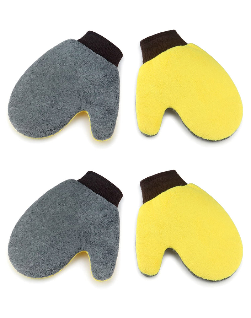 QWORK Cleaning and Dusting Mitt Paint Gloves, 4 Pack Painter's and Decorating Gloves with Thumb, Microfiber Terry Gloves