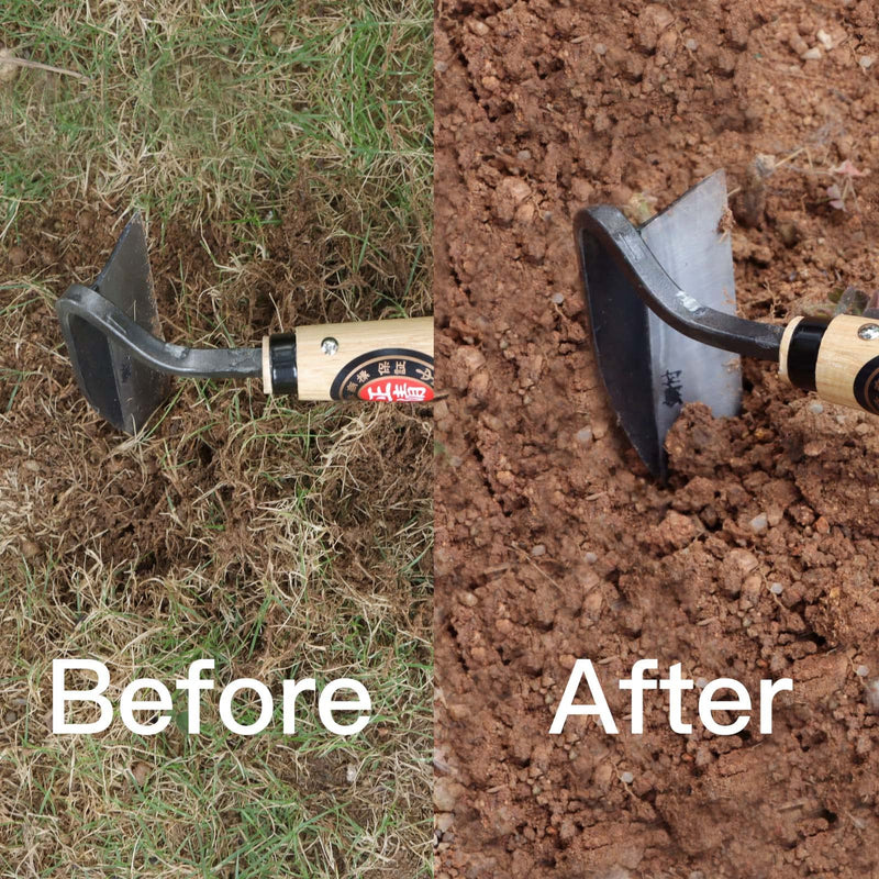 Kana Hoe 217 Japanese Garden Tool - Hand Hoe/Sickle is Perfect for Weeding and Cultivating. The Blade Edge is Very Sharp. (Beige-023) Right-Handed