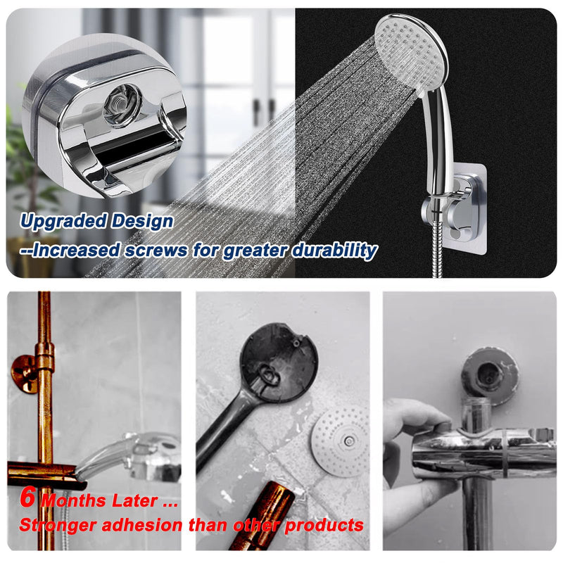 NearMoon Self Adhesive Shower Head Holder-Adjustable Handheld Shower Holder NO Drilling Wall Mount Waterproof (1 Pack, Chrome Finish) 1