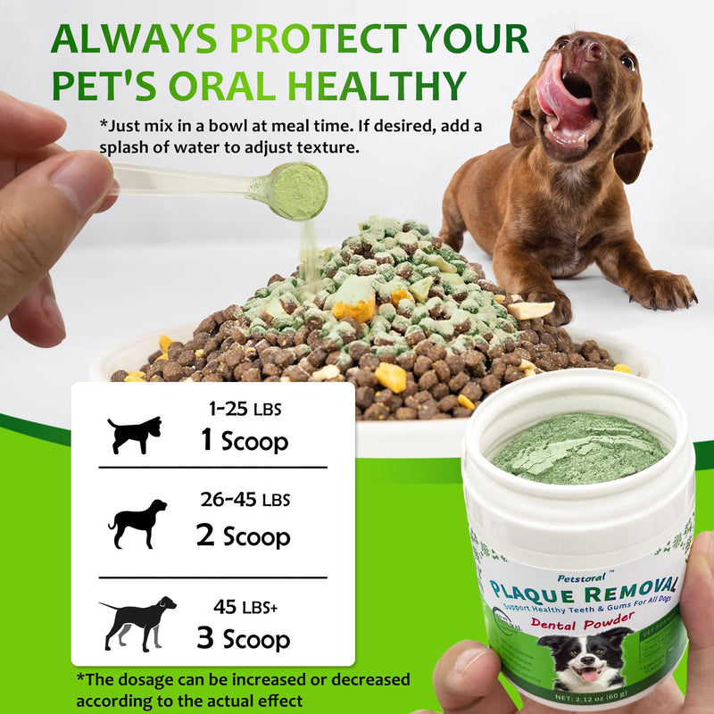 Petstoral Natural Dog Dental & Supplement Powder, Plaque & Tartar Control with Glucosamine, Omega-3, Probiotics & Vitamin E for Joint, Chicken Flavour, Digestion & Fresh Breath 2.12 Ounce (Pack of 1)