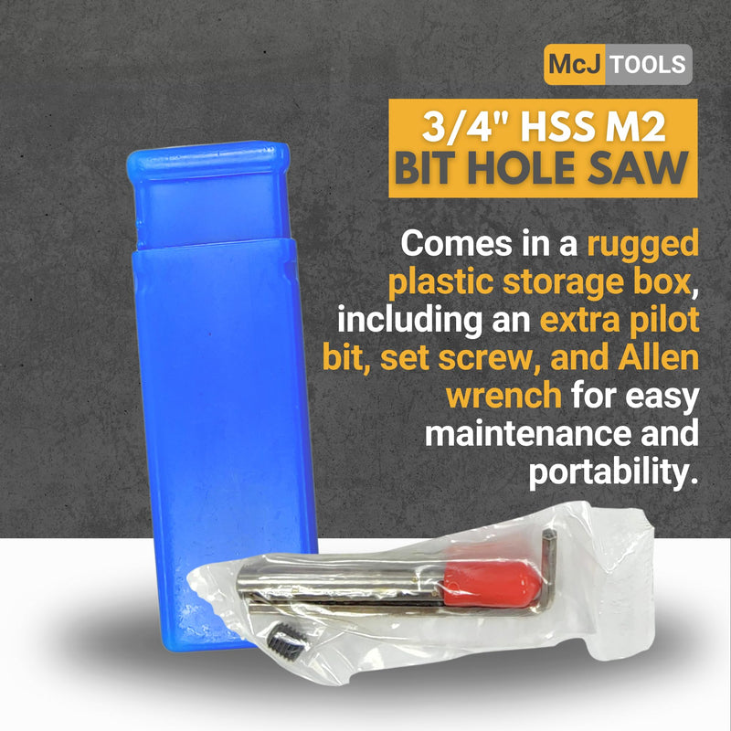 McJ Tools 3/4 Inch HSS M2 Drill Bit Hole Saw for Metal, Steel, Iron, Alloy, Ideal for Electricians, Plumbers, DIYs, Metal Professionals 2 Pack