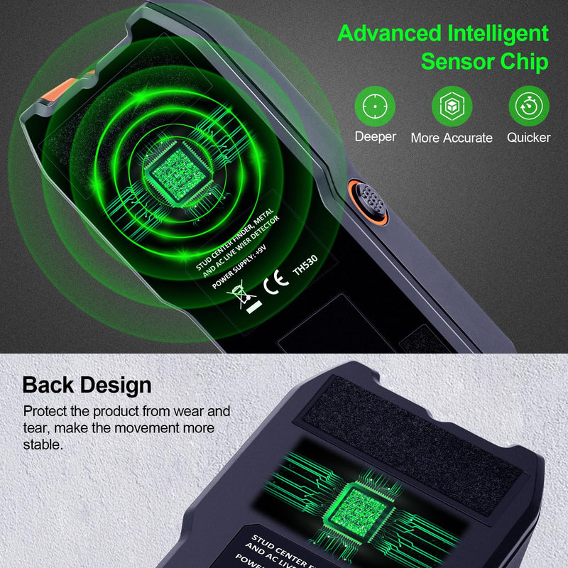 Stud Finder Wall Scanner - 5 in 1 Electronic Stud Detector with Upgraded Smart Sensor, Audio Alarm and HD LCD Display for the Center and Edge of Wood, AC Wire, Metal and Studs Detection(Gamboge) Gamboge