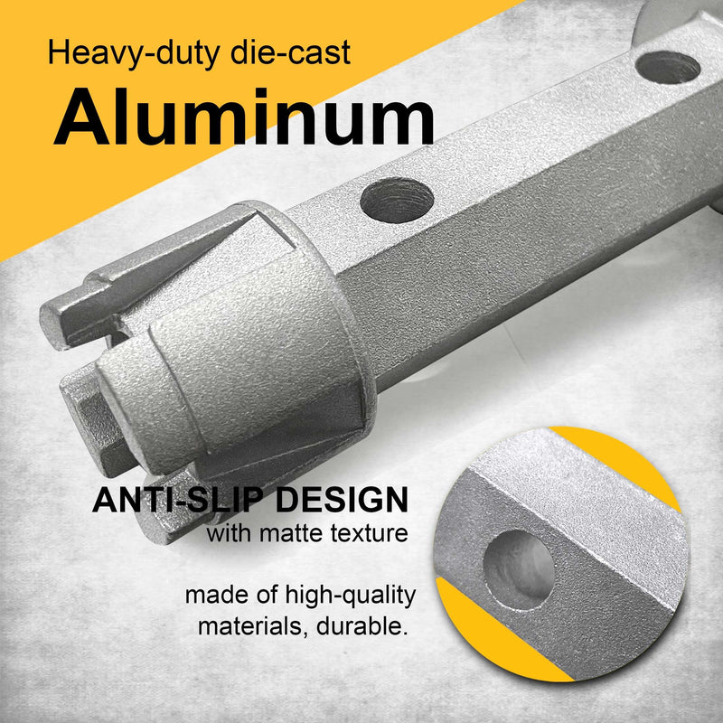Tub Drain Remover Wrench - Dual Ended for Bath & Shower Drains, Closet Spuds - Heavy Duty Aluminum