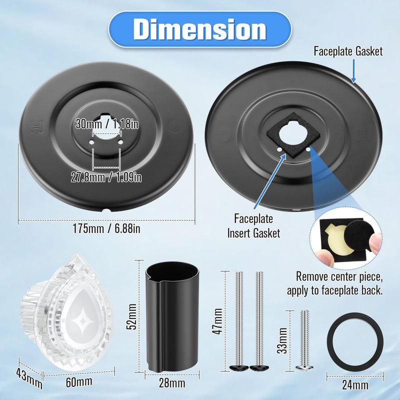 Enhon 2 Pack Tub and Shower Trim Kit, Shower Trim Compatible with Moen Chateau T470 Single Handle Tub/Shower Standard Valve, Escutcheon Screws Tube and Handle(Matte Black) Matte Black