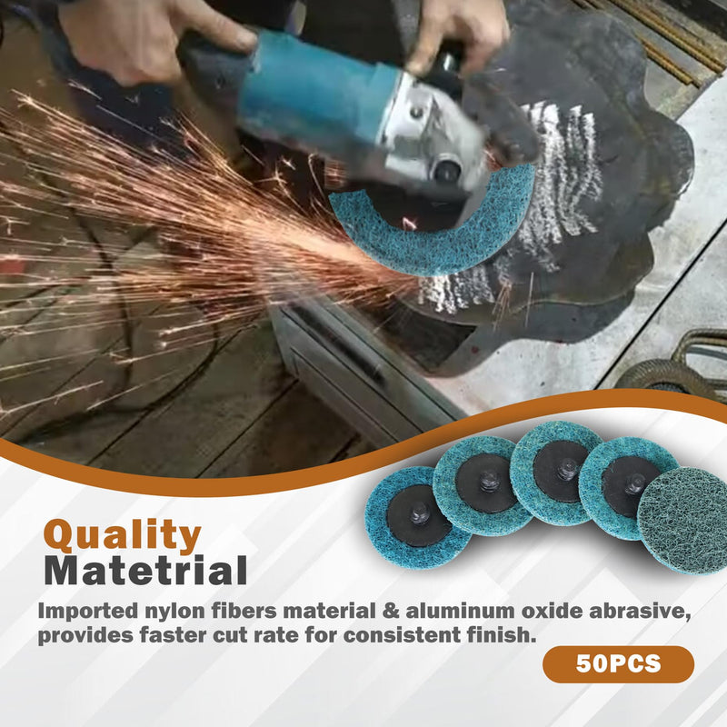 kimllier 50Pcs 2 Inch Blue Quick Change Surface Prep Conditioning Discs, R-Type Fine Disc for Cleaning, Finishing and Deburring on Metals