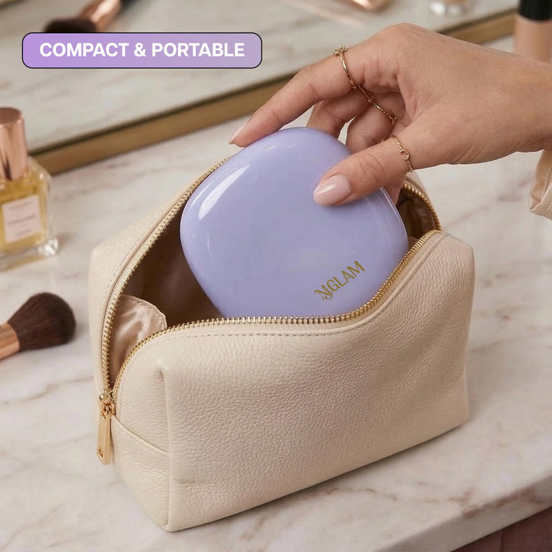 Lighted Makeup Mirror for Women, Portable, LED Light, USB Charging, auto on/Off, 1x/10x Magnification and 3 Light Color Settings, dimmable (Lavender) Lavender