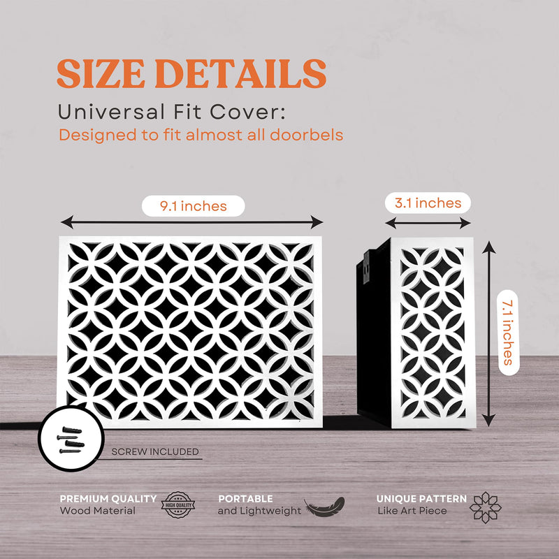 Doorbell Chime Cover Box Only, Aesthetic Wooden Door Bell Chime Box Design Cover for Home Upgrades, Easy Install Decorative Doorbell Cover Box Only, Universal Fit Door Bell Cover, White