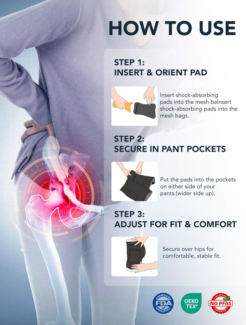 TIICHOO Women's Discreet Hip Protector Slip Shorts High Impact Absorbing for Elderly Hip Injury Risk Reduction Large 4 Black