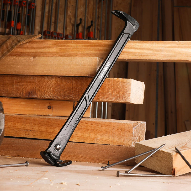 WORKPRO 13" Nail Puller, Cats Paw Pry Bar, Nail Remover Tool with Cats Paw and Rocking Nail Puller, Crowbar for Home Remodeling, Professional Carpentry, Woodworking Projects