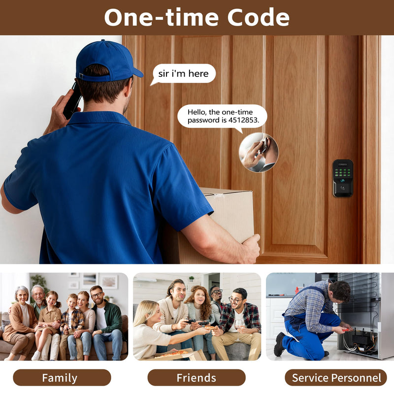 Smart Door Lock with Fingerprint - Keyless Entry Door Lock with Keypad, APP Control Electronic Keypad Deadbolt for Front Door, Auto Lock, One-time Codes, Easy to Install, Matte Black Matte Black-Without Door Handles
