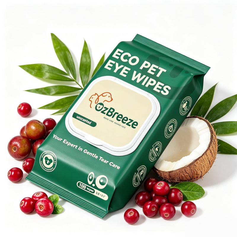 Eye Wipes for Dogs & Cats, Gently Remove Tear Stains, Debris & Discharge, Hypoallergenic Pet Eye Cleaner for Eyes, Wrinkles & Face, Unscented with Natural Coconut Oil & Provitamin B5, 100ct Pet Eye Wipes