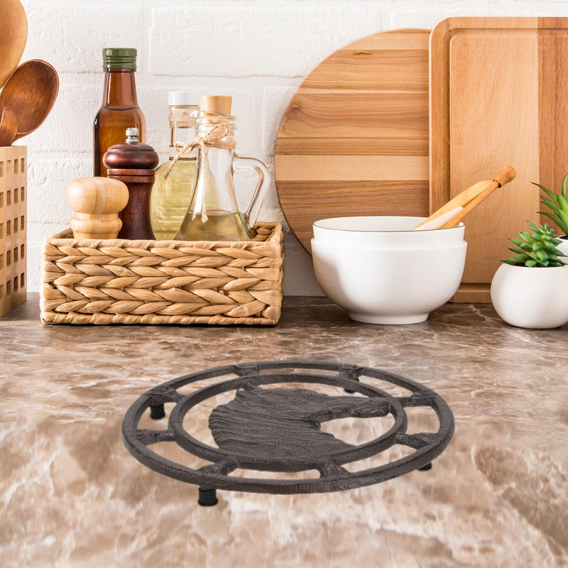 BRASSTAR Cast Iron Horse Head Shape Trivet for Hot Pans, Teapot, Dish, on Kitchen Countertop Dinning Room Farmhouse Decoration TQGJPT1205 1
