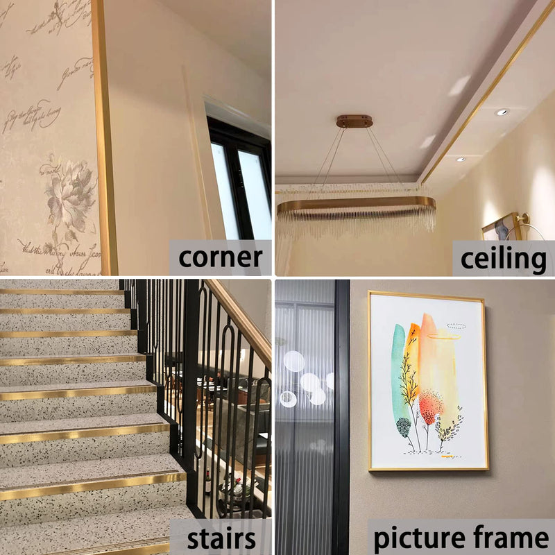 Aluminum Peel and Stick L Molding Corner Guards with 90° Angle for Wall Door Frame Cabinet Baseboard Protection and Decoration, 35.4in x 0.8in (3Pcs) Matte Gold