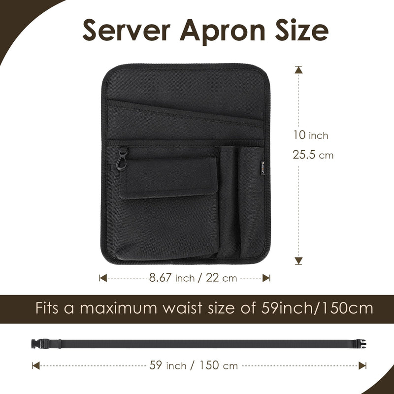 Server Apron Waist Pouch, Restaurant Waiter Waist Tool Pouch Bag with Adjustable Belt, Utility Money Bag Working Serving Apron with Pockets for Waitress for Restaurant Hotel Bar