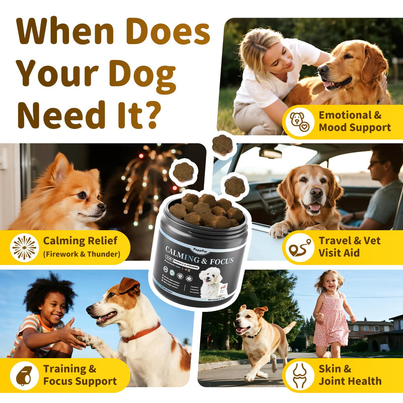 Calming Chews for Dogs – 12-in-1 Dog Calming Treats with Herbal & Vitamins, Relaxation, Focus & Behavior Support for Anxiety, Separation, Barking, Travel, Stress, Upgraded Bacon Flavor, 90 Ct