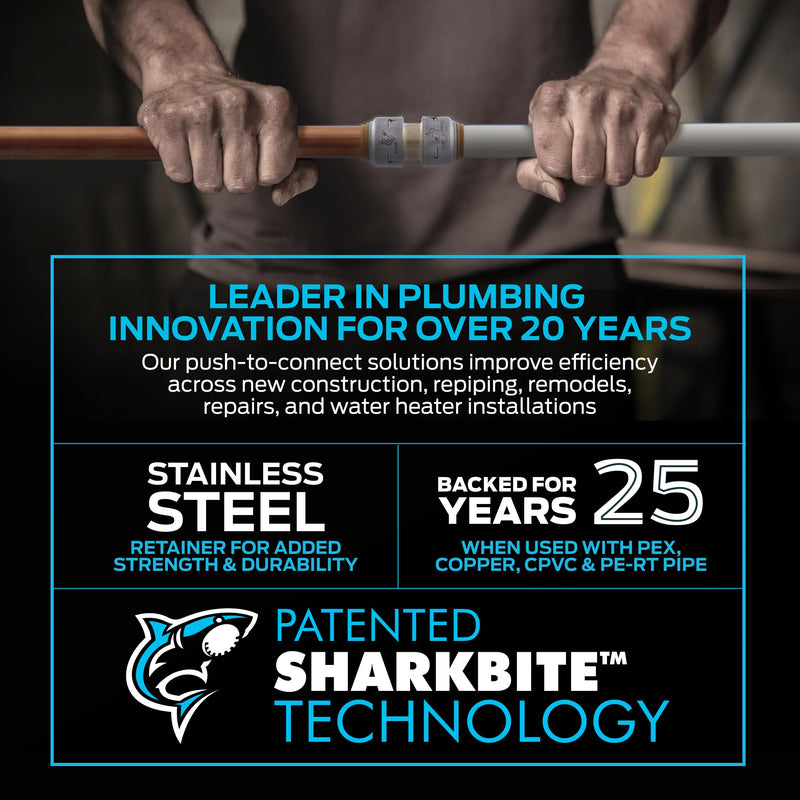 SharkBite Max Shower and Tub Connection Kit, Push to Connect Brass Plumbing Fittings, PEX Pipe, Copper, CPVC, PE-RT, HDPE, UR25567