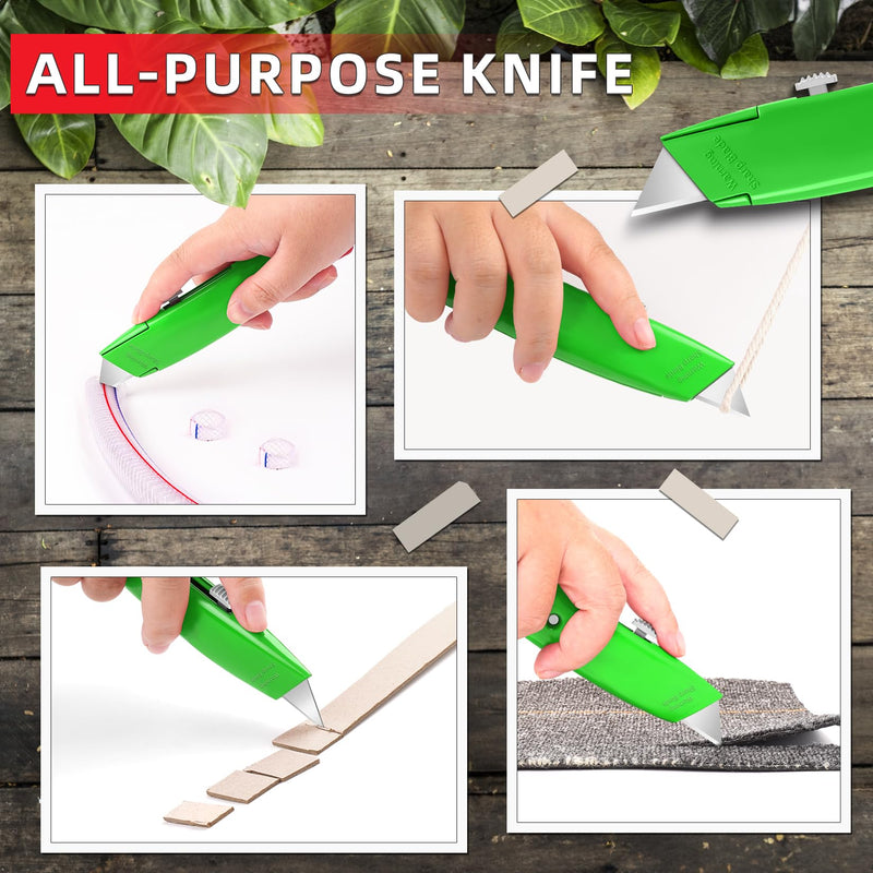 DIYSELF Utility Knife, 20 Pack Heavy Duty Box Cutter Retractable, Box Cutter Knife, Box Opener, Cardboard Cutter, Utility Knives for Garage, Home and Office, PVC Pipe Cutter (Green) Green