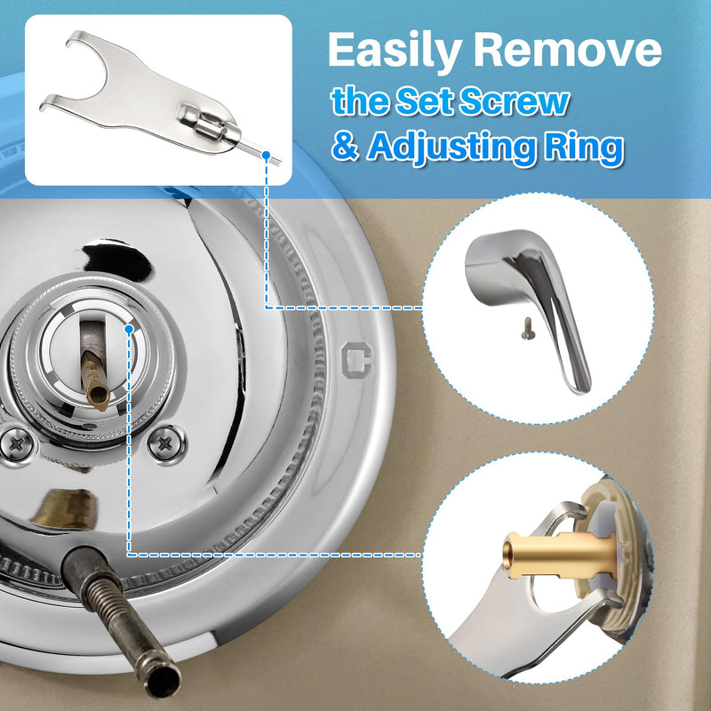 Acrylic Single Handle Trim Set with Push Button Diverter, Compatible with Delta 600 Series Shower Valve, Includes Stainless Steel Ball Valve, Clear Knob and Diverter Stem