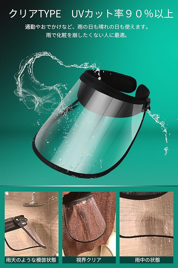 Figfly Rain Visor, UV Protection, 90% Rain Clear Visor, Eye Media, Transparent, Stylish, Rain Gear, Bicycle, Wide Brim - NewNest Australia