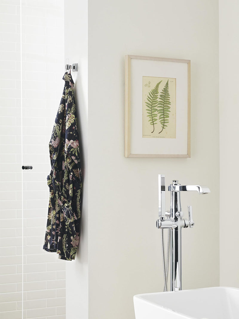 Amerock BH36060CPN | Clear/Polished Nickel Single Robe Hook | 2-15/16 inch (75 mm) Length Towel Holder | Glacio | Towel Hook for Bathroom | Bathroom Hardware | Bath Accessories