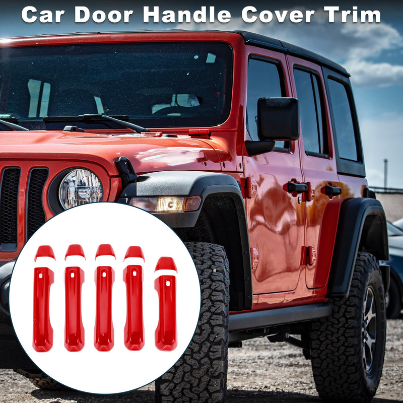 Door Handle Cover Trim for Jeep Wrangler JL JLU 2018-2021 Durable | Tailgate Handle Cover Red 1 Set