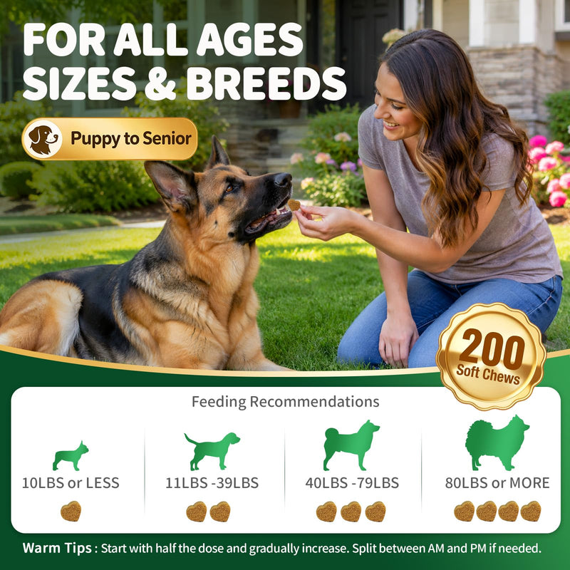 Dog Urine Neutralizer for Lawn - Green Grass Chews for Dogs, 200 Chew Female Pee Grass Burn Spot by Dog Urine, Gut Health Probiotics & Enzymes, Helps Yard Stay Green, with Cranberry for Urinary Tract