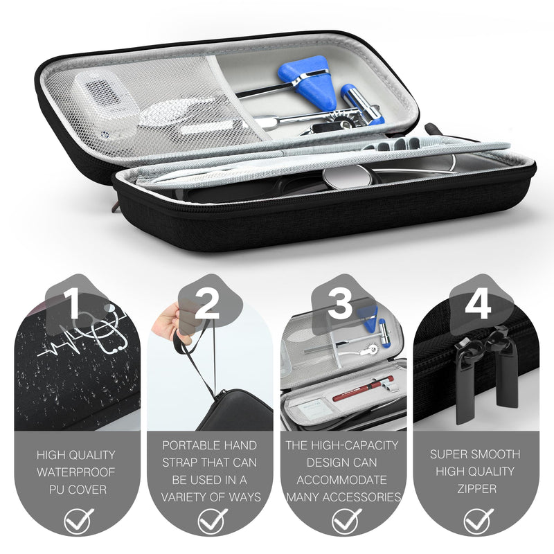 MOSLA Stethoscope Case fits 3M Littmann Classic III/Lightweight II S.E. Cardiology IV & Cardiology IV Stethoscope, Gift for Nurse, Carrying Storage Bag with Partition (Nylon Black) Nylon Black