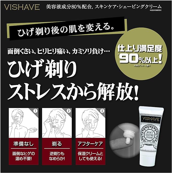 Liberta Vishave Shaving Cream for Reverse Shave, Time-saving and Easy Aftershave, Contains Serum, Single Item, 80g (x 1) - NewNest Australia