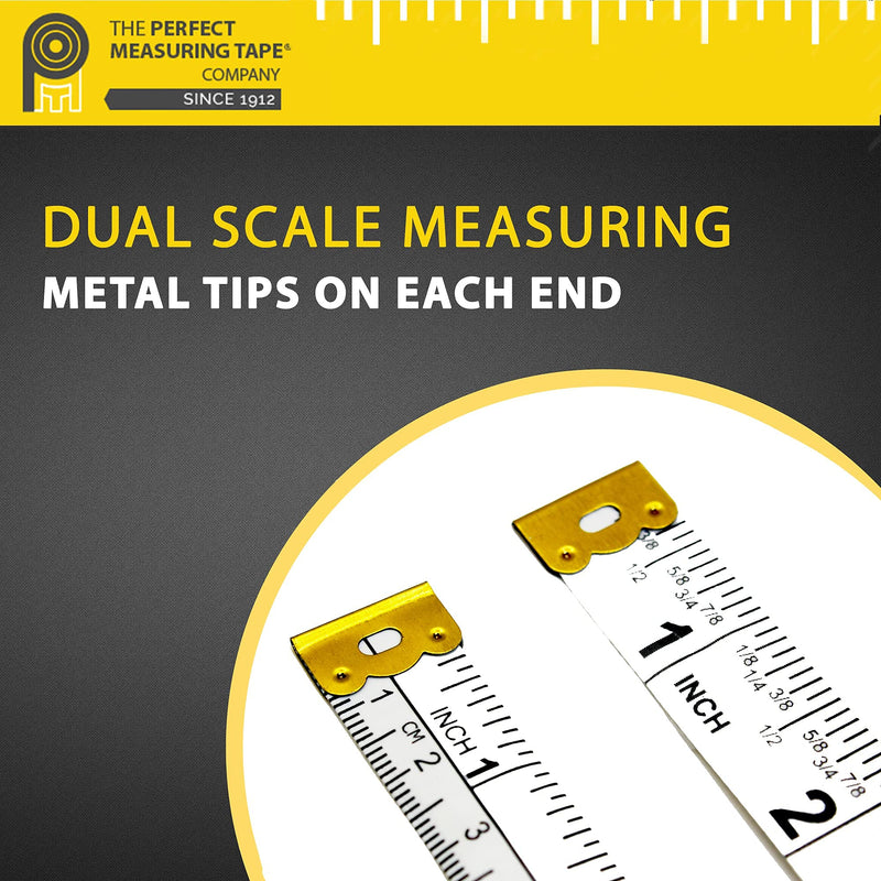 Perfect Measuring Tape All-Purpose 60 Inch Double Sided Fractional Inches and Millimeter/Centimeter Tape Measure TR-16-frac (60 inch White) 60in/1.5m