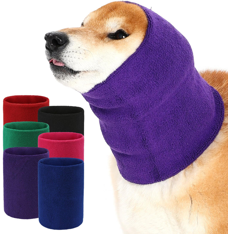 Dog Calming Hoodie Quiet Head Cover Sleeves Double Layer Thickened Dog Ear Muffs Noise Protection,Dog Hematoma Ear Wrap, Dog Headband for Anxiety Relief for Bath, Thunderstorms Small Purple