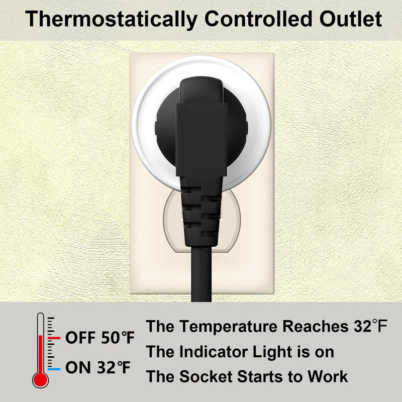 Thermostatically Controlled Outlet: (4 PCS) Automatically Turn on Below 32℉, Turn Off Above 47℉, Thermostat Plug, Unnecessary to Turn Off Power Manually in Cold Winter Cube 4 Pcs