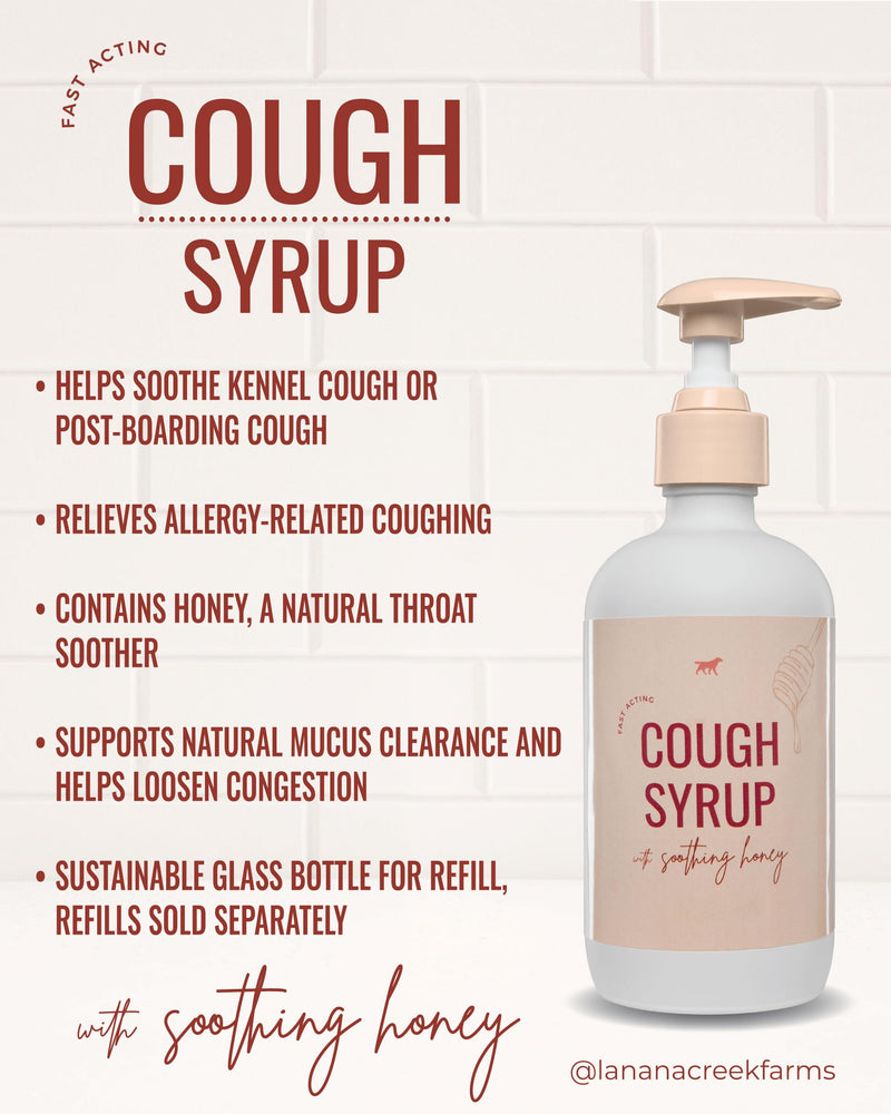 Lanana Creek Farms® Dog Cough Syrup with Honey, 240ml/7.7oz, Pump Dispenser | Cough, Throat Irritation, Respiratory Discomfort Relief | Easy to Administer | Vet Approved | Made in the USA 7.7 Ounce