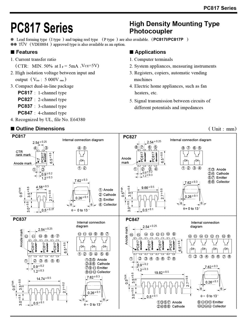 Chanzon 50pcs PC817 Optocoupler PC817C DIP Installation DIP-4 50%-600% Transfer Ratio 4pin Optocouple Compatible with EL817C/LTV817C/FL817C/el817 Optical Isolator