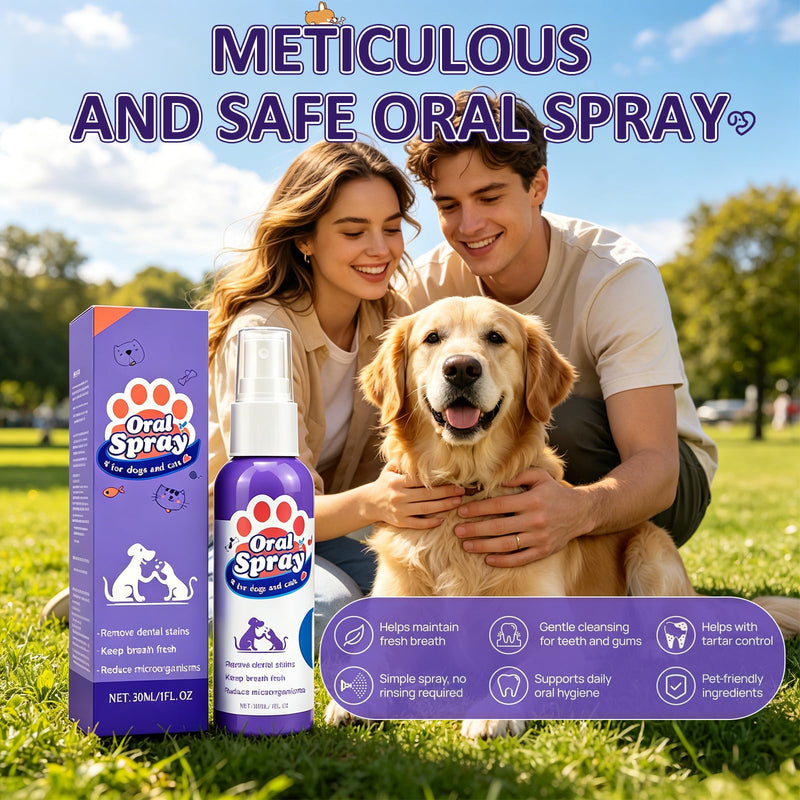 Pet Oral Spray, Pet Dental Care Spray, Teeth Cleaning Spray for Dogs and Cats, No Brushing, Easy to Use(2Pcs)