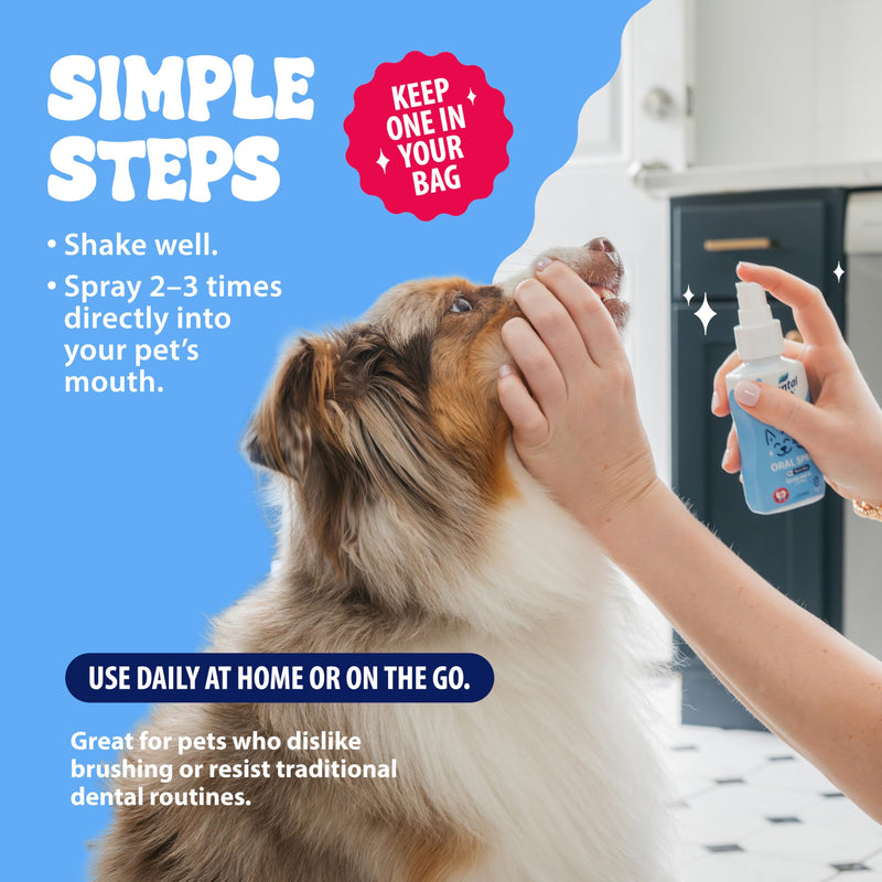 Dental Fresh – Oral Spray for Dogs and Cats – Daily Pet Dental Cleaning Spray to Support Healthy Teeth and Help Freshen Breath – 4 Fl Oz