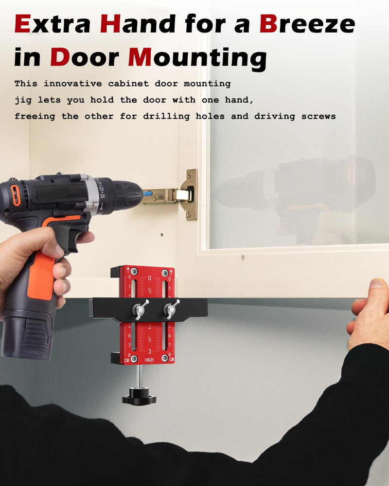 Cabinet Door Installation Positioner, Cabinet Door Mounting Jig for Easy Door Support and Alignment, Cabinet Installation Tool for Mount Hinges, Cabinet Hardware Hinge Jig Clamping Up to 2 3/8" 1 Pack