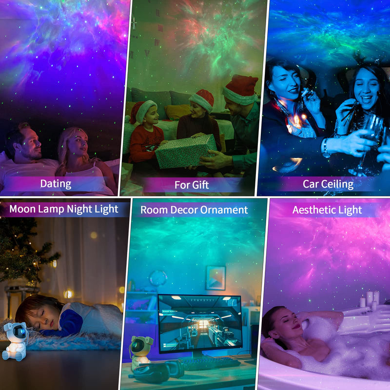 Astronaut Galaxy Projector, Star Projector with Timer and Remote, Night Light with Moon Lamp, LED Nebula Lamp for Kids Adults, Room Decor Gift (White) White