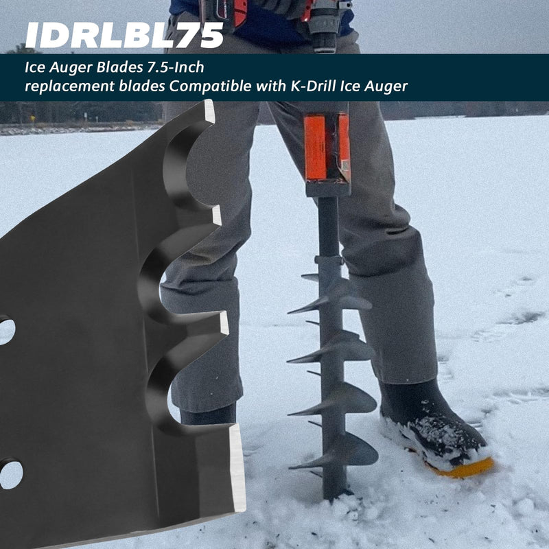 7.5 Inch Ice Auger Replacement Blades Compatible with K-Drill Ice Auger | IDRLBL75 7.5" Ice Auger Blades for K-Drill Stainless Steel Replacement Kit for Smooth & Fast Ice Cutting