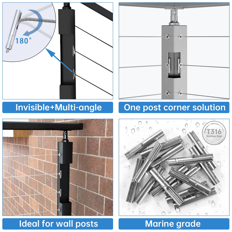Muzata 40Pack Invisible Cable Railing Hardware Swage Anchor Terminal CR07 40
