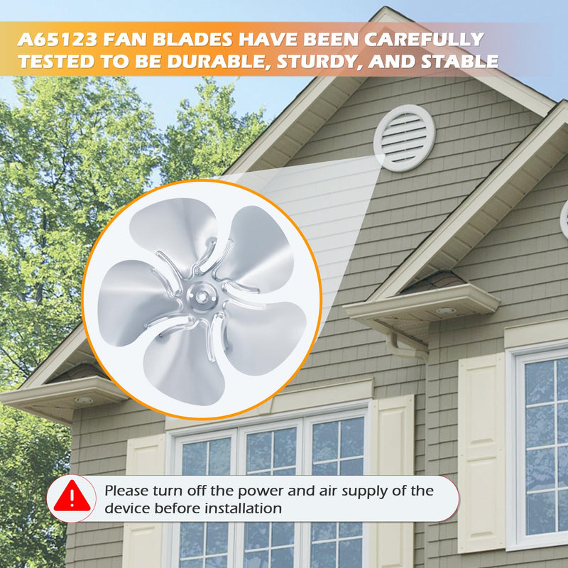 CG A65123 Metal Fan Blade Replacement, Diameter 12 inches, 5 Blades, Inner Diameter 5/16 inches, Hole hub CW 23 Degree Support