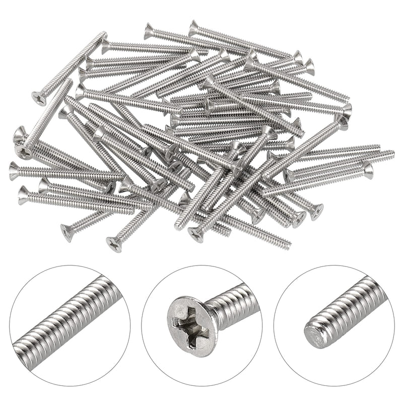 50Pcs Extra Long Outlet Screws, Electrical Wall Plate Switch and Receptacles Mounting Screws, 6#-32 x 1-1/2 Inches Outlet Extender Screws for Fix Wonky and Sunken Outlets, 18-8 Stainless Steel