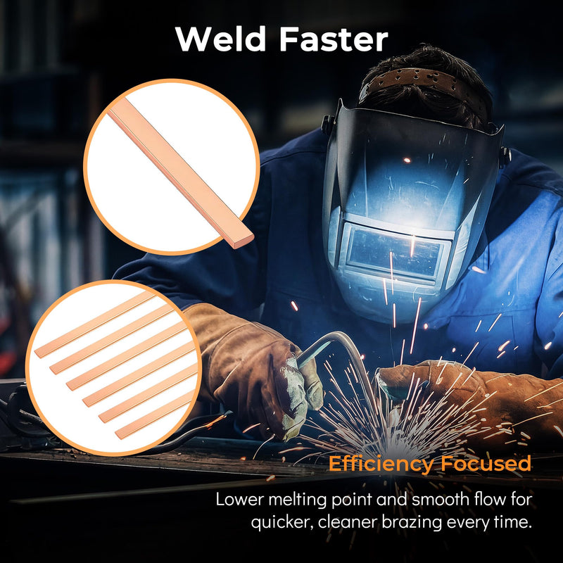 15% Silver Brazing Rods – 40 Sticks Flat Phos Copper Welding Rods for HVAC, Air Conditioner, Refrigerator – AWS BCuP-5 Silver Solder Brazing Alloy