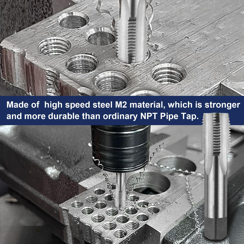 3/8" - 18 NPT Pipe Tap,1pc M2 NPT Tapered Pipe Thread Tap, Used for Conventional Machine Tapping or CNC Tapping, Can Tap Steel and Stainless Steel 3/8"-18