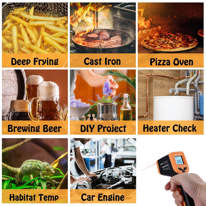 OnniOne Infrared Thermometer Temperature Gun -58℉~1022℉, Digital Laser Thermometer Gun for Cooking Blackstone Pizza Oven Griddle, IR Thermometer with Carrying Storage Case, Backlit (NOT for Human)
