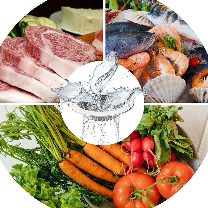 MR.SIGA Kitchen Sink Strainer, Stainless Steel Sink Drain Strainer, Dishwasher Safe, Outer Diameter 4.4 inch/11.2cm, Inner Diameter 3 inch/7.6cm, Pack of 3 Silver normal